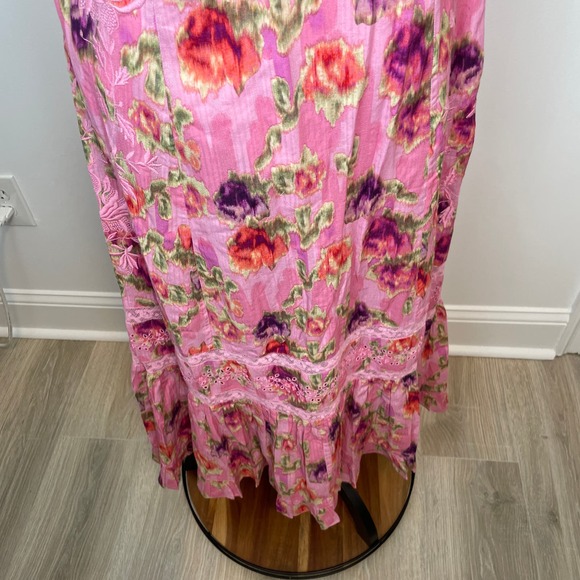 LoveShackFancy Floral Lace Mariata Maxi Dress In Wild Pink Rose Size 6 New - Picture 6 of 16